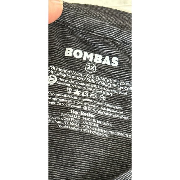 Bombas Gray Merino Wool & Tencel Blend T-Shirt 2X - Picture 2 of 5